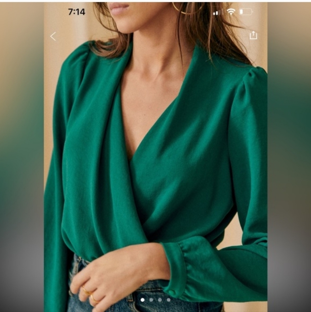Elegant Green Wrap Top